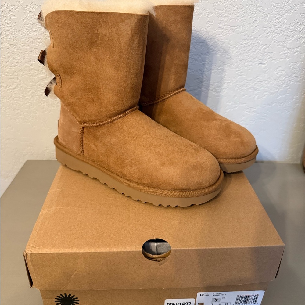 UGG Bailey Bow II Chestnut Boots with Bow Accents